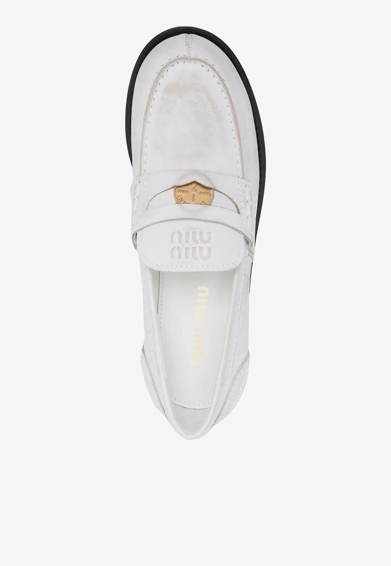 Miu Miu Vintage Leather Penny Loafers White 5D773DF0203G48_F0009