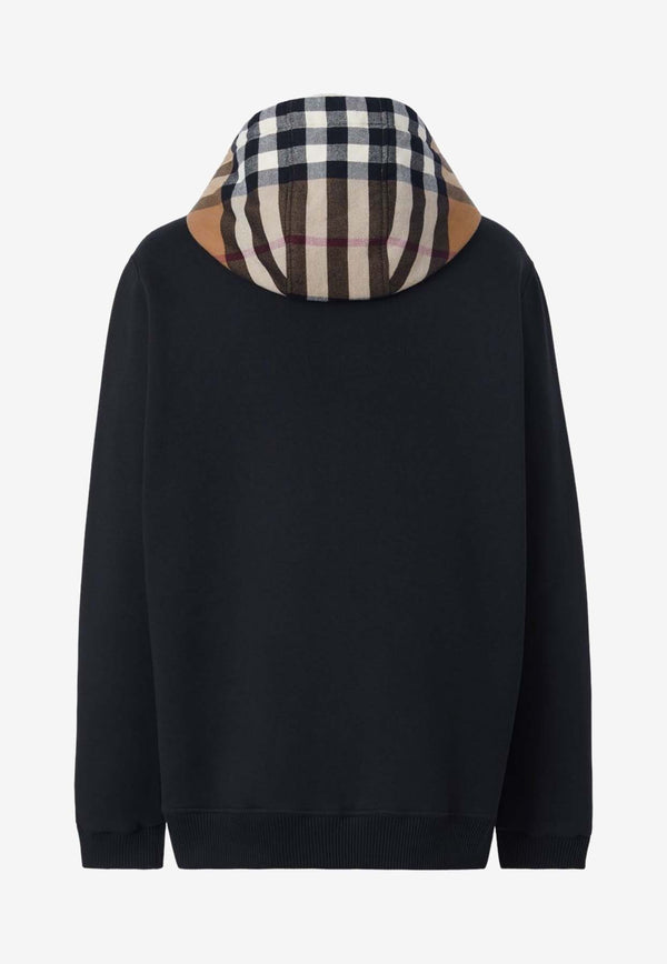 Burberry Check-Pattern Zip-Up Hooded Sweatshirt 8060705_A1189 Black