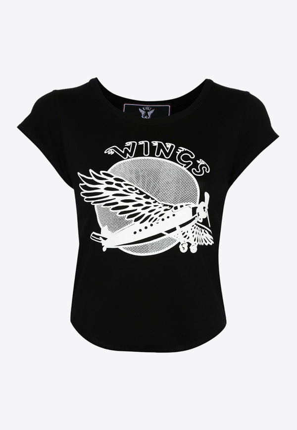 Stella McCartney Wings Graphic Print Baby Tee 6J02843SPZ12_1000 Black