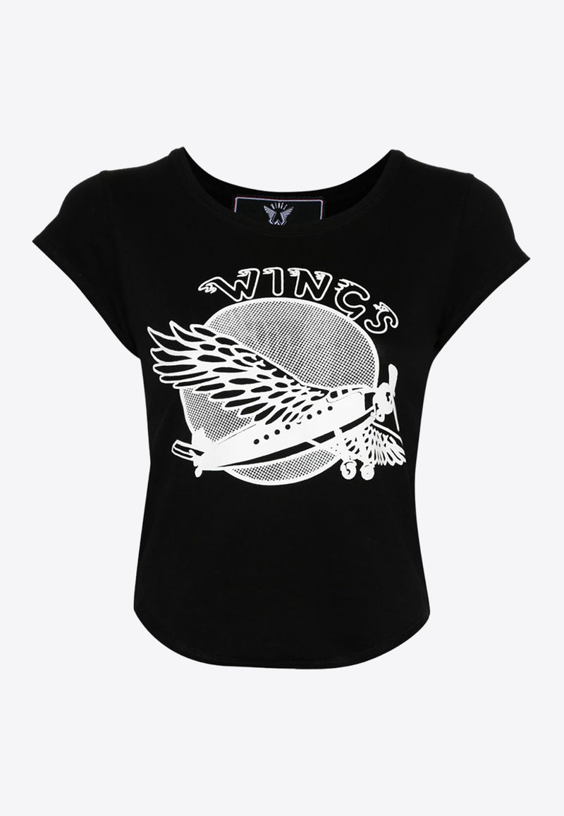 Stella McCartney Wings Graphic Print Baby Tee 6J02843SPZ12_1000 Black