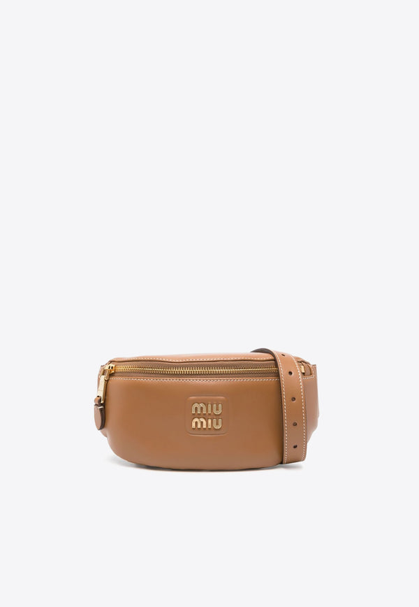 Miu Miu Logo Patch Leather Belt Bag Brown 5BL015VOOO2E6Y_F098L