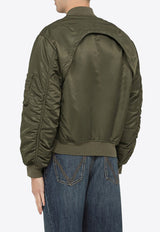 Alexander McQueen Convertible Ruched Bomber Jacket Green 771141QRAAK/O_ALEXQ-3360