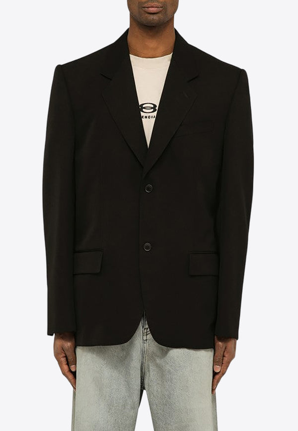 Balenciaga Single-Breasted Wool Blazer 773330TNT39/O_BALEN-1000 Black