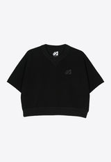 Autry French Terry Cloth Logo Cropped T-shirt Black SWYW633_N