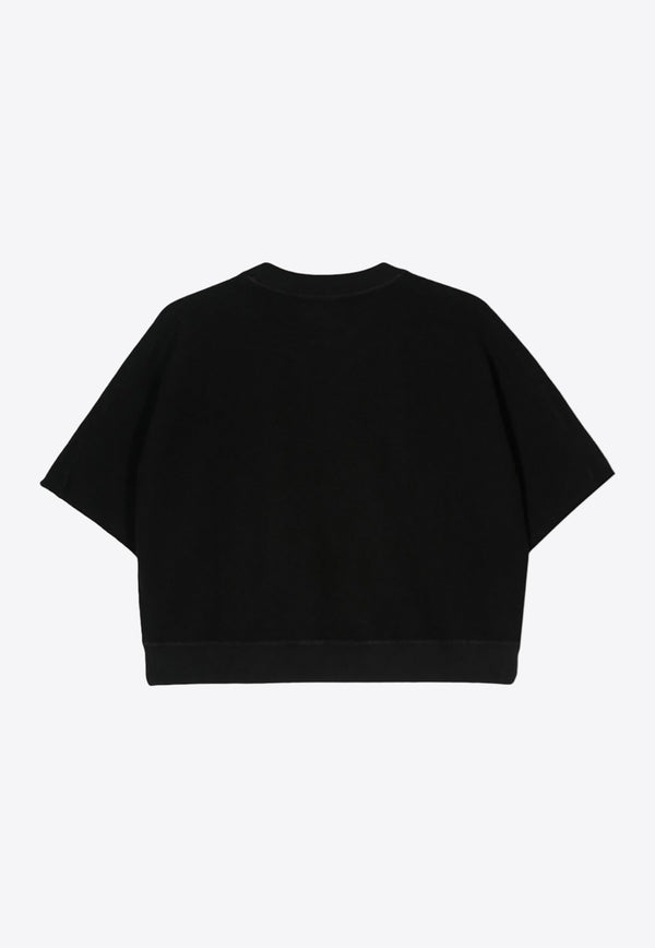 Autry French Terry Cloth Logo Cropped T-shirt Black SWYW633_N