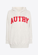 Autry Logo Embroidered Mélange Hooded Sweatshirt Gray HOPW525_M