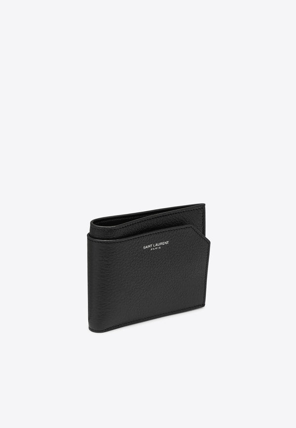 Saint Laurent Embossed Logo Grained Leather Bi-Fold Wallet Black 777414AADA3/O_YSL-1000