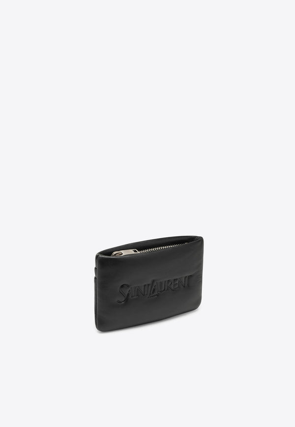 Saint Laurent Debossed Logo Padded Coin Purse Black 777889AADA1/O_YSL-1000