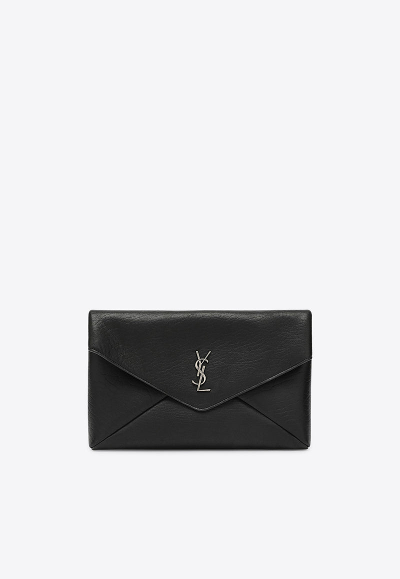 Saint Laurent Large Cassandre Envelope Pouch Bag Black 778181AACIA/P_YSL-1000