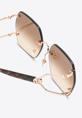 Gucci Rimless Hexagonal Sunglasses Brown 778291I3330/O_GUC-8023