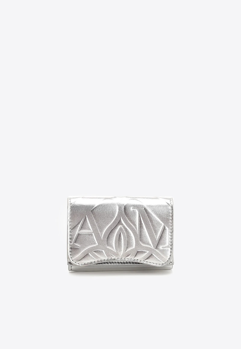 Alexander McQueen The Seal Metallic Leather Trifold Wallet Silver 779227_1BL0I_1400