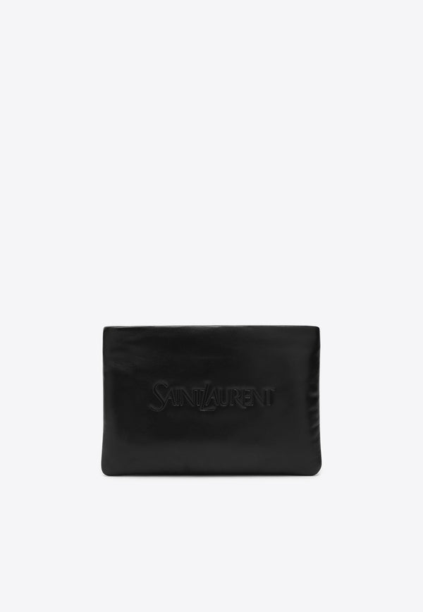 Saint Laurent Padded Leather Pouch Bag Black 779526AADA1/O_YSL-1000