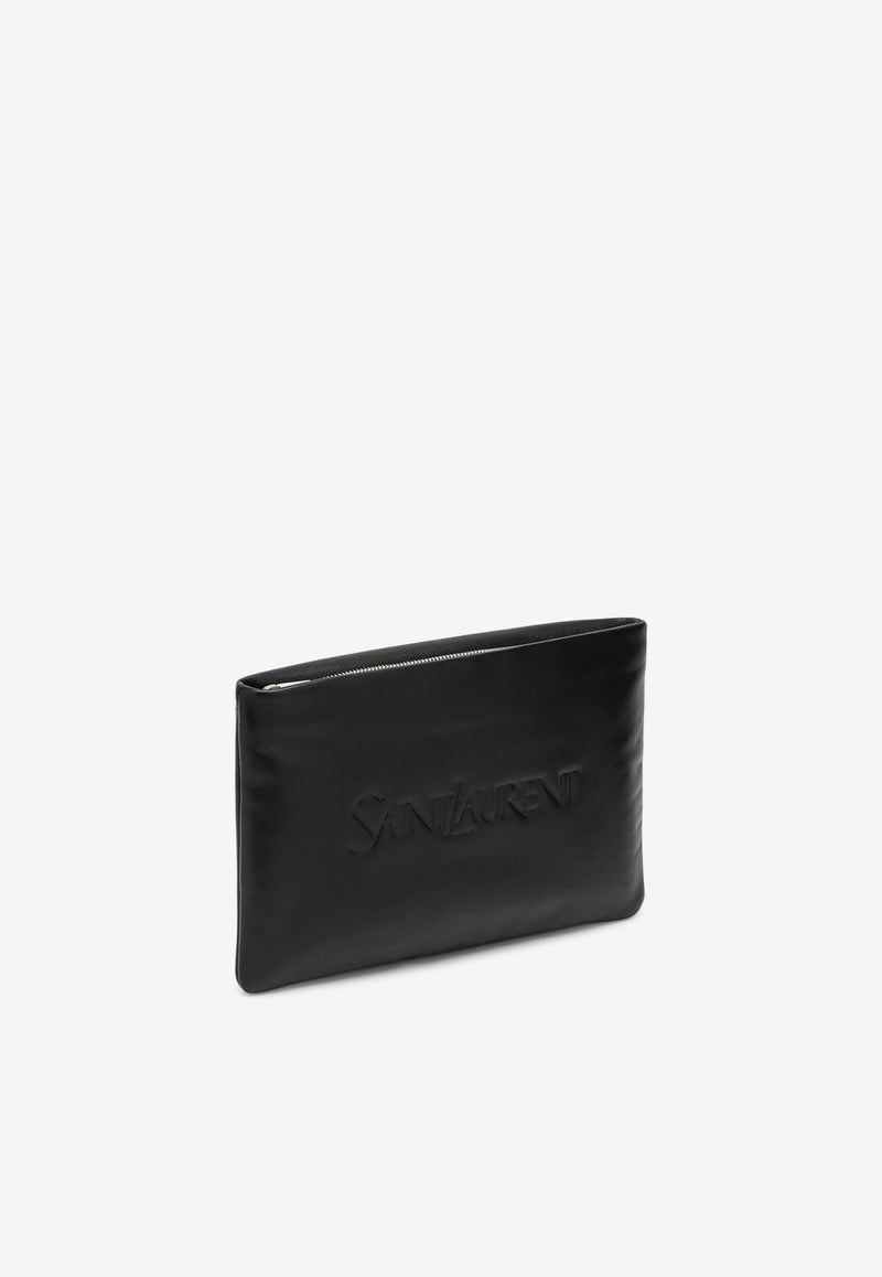 Saint Laurent Padded Leather Pouch Bag Black 779526AADA1/O_YSL-1000