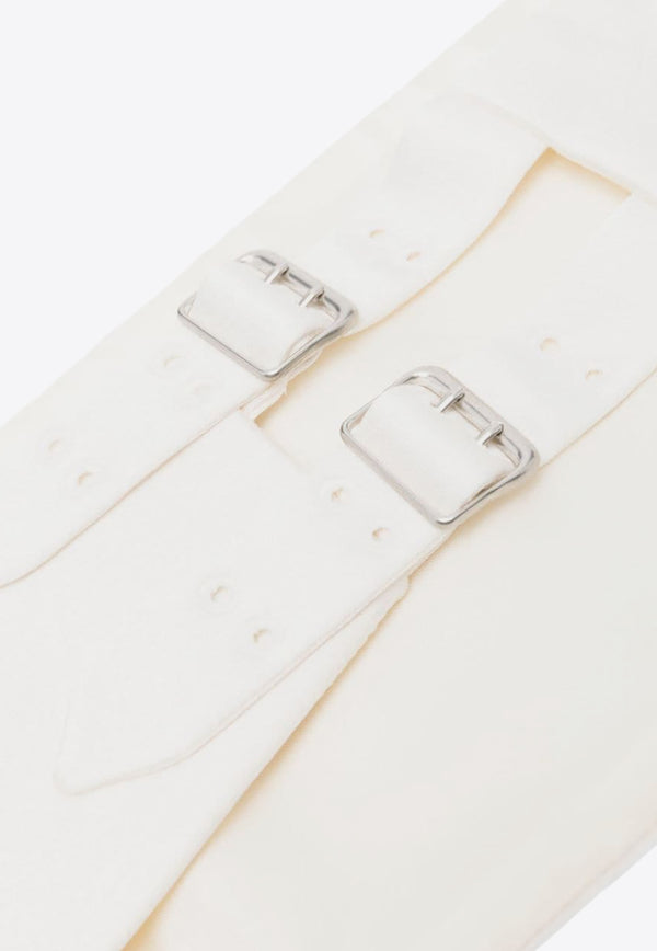 Stella McCartney Pleated Satin Buckled Belt Cream 6B00163BU370_9200