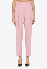 Alexander McQueen High-Waist Pleated Tailored Pants Pink 780720QEAAA/O_ALEXQ-5067