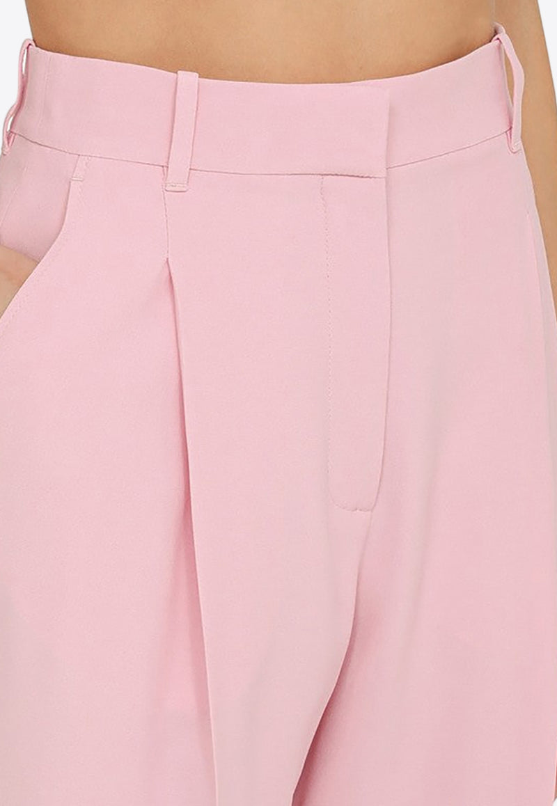 Alexander McQueen High-Waist Pleated Tailored Pants Pink 780720QEAAA/O_ALEXQ-5067