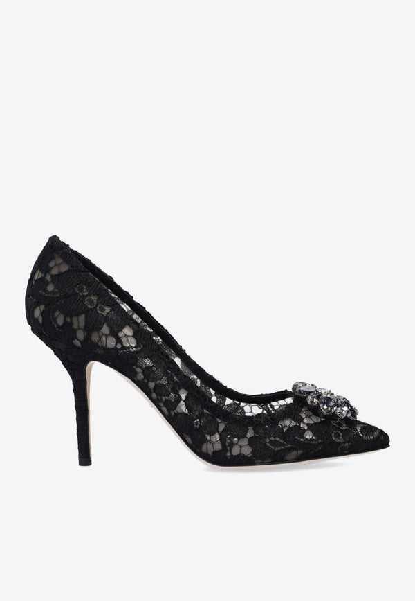 Dolce 
Gabbana Bellucci 90 Embellished Lace Pumps Black CD0101 AL198-80999