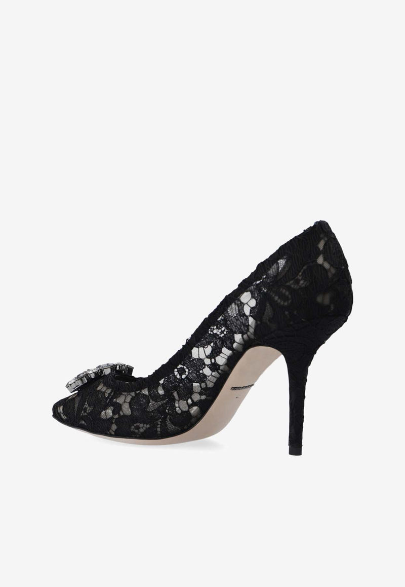 Dolce 
Gabbana Bellucci 90 Embellished Lace Pumps Black CD0101 AL198-80999