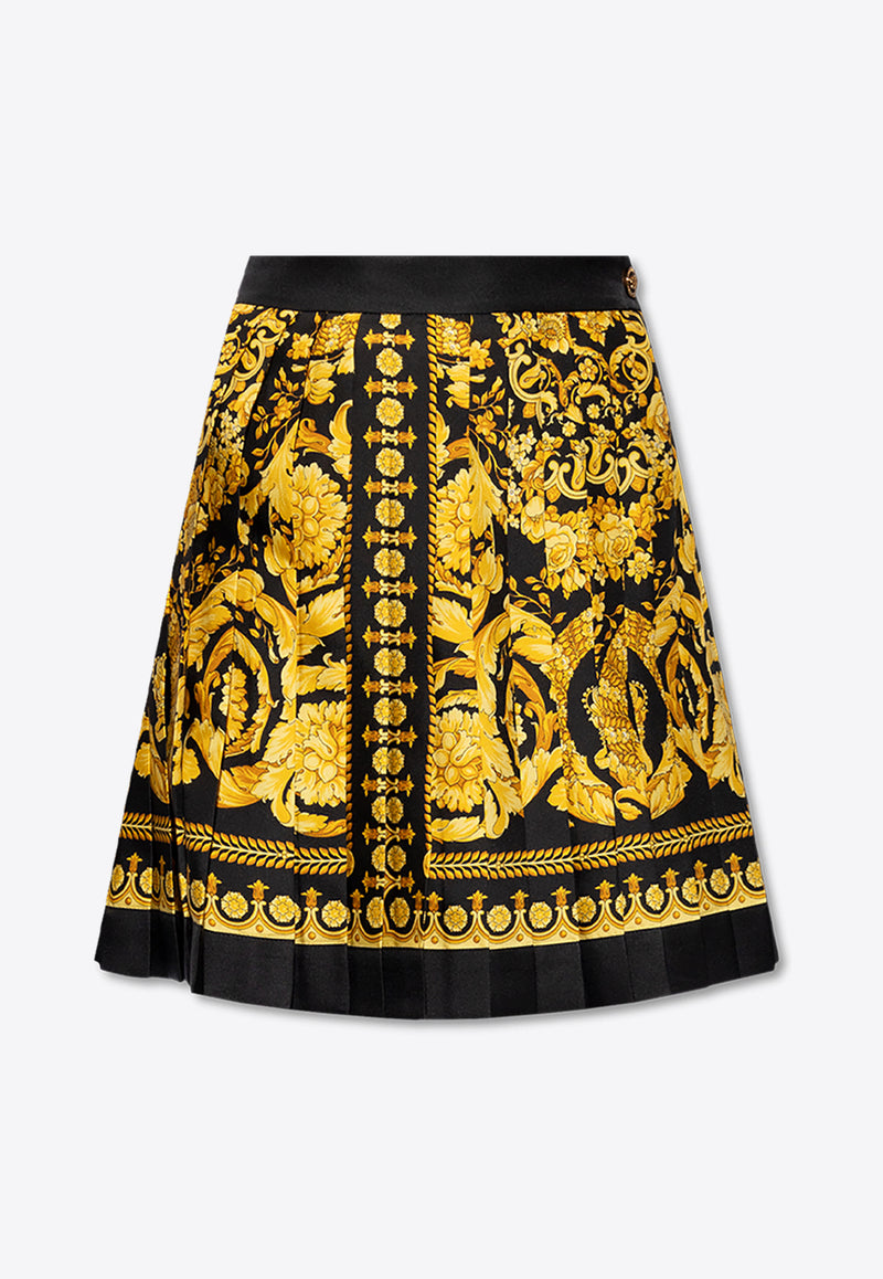 Versace Barocco Print Silk Mini Skirt Yellow 1000829 1A10193-5B000