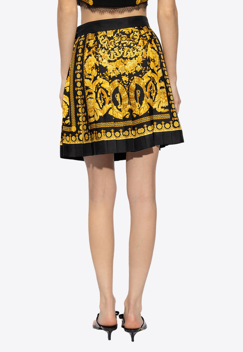 Versace Barocco Print Silk Mini Skirt Yellow 1000829 1A10193-5B000