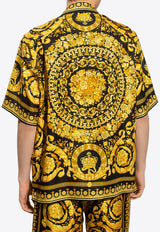 Versace Barocco Print Bowling Shirt Yellow 1003926 1A03044-5B000