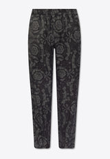 Versace Barocco Print Velvet Pajama Pants Gray 1005379 1A09263-5B050