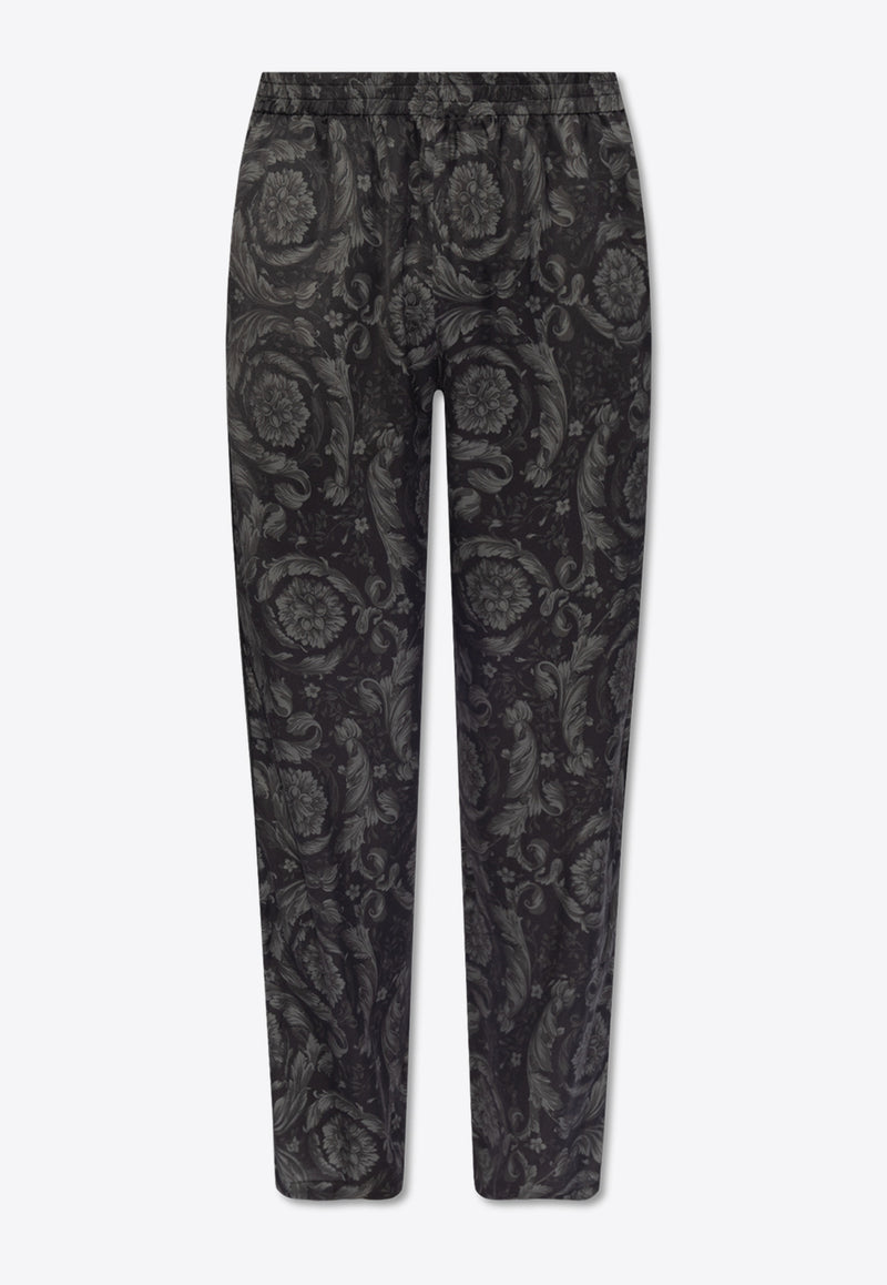 Versace Barocco Print Velvet Pajama Pants Gray 1005379 1A09263-5B050