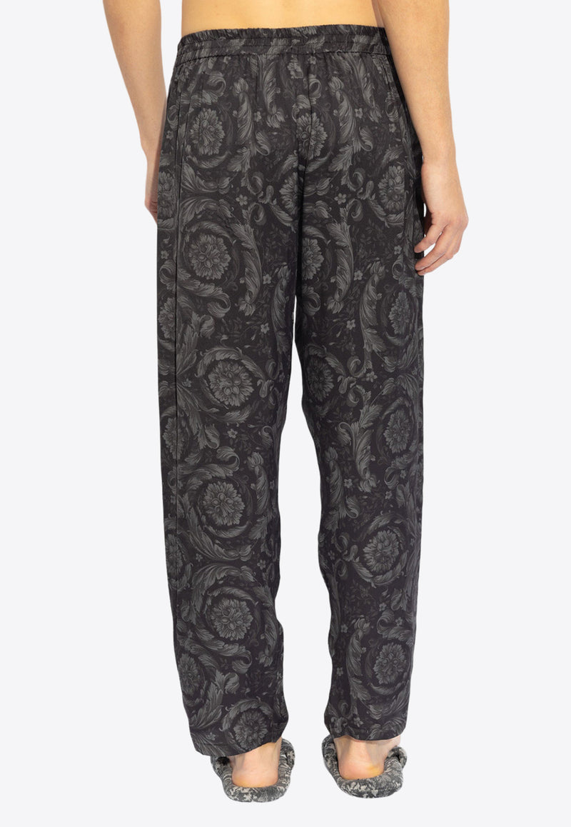 Versace Barocco Print Velvet Pajama Pants Gray 1005379 1A09263-5B050