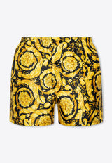 Versace Barocco Print Silk Shorts Yellow 1007858 1A04661-5B000