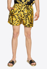 Versace Barocco Print Silk Shorts Yellow 1007858 1A04661-5B000