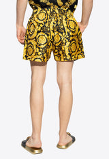 Versace Barocco Print Silk Shorts Yellow 1007858 1A04661-5B000