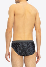 Versace Barocco Jacquard Swim Briefs Gray 1008168 1A10012-5BC10