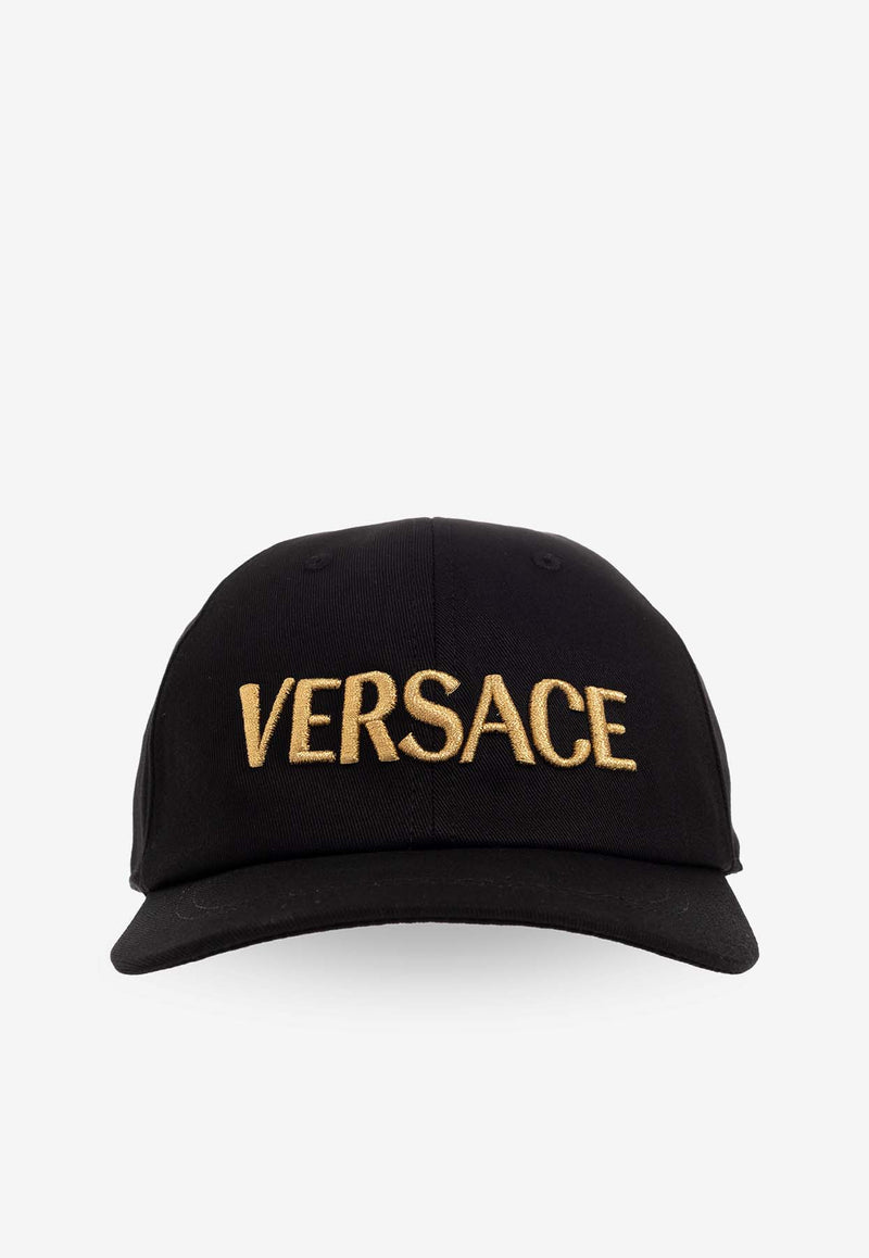 Versace Logo Embroidered Baseball Cap Black 1012693 1A08103-2B150