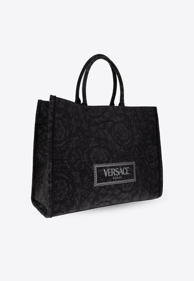 Versace Large Athena Barocco Tote Bag Black 1013152 1A09741-2BM0V