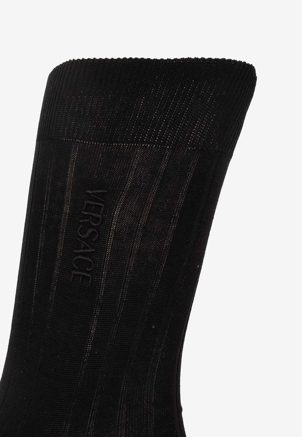 Versace Logo Ribbed Socks Black 1008835 1A09952-1B000