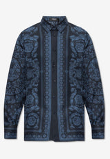 Versace Barocco Print Silk Shirt Navy 1012141 1A09783-5U960