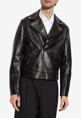 Versace Leather Zip-Up Biker Jacket Black 1013570 1A00713-1B000