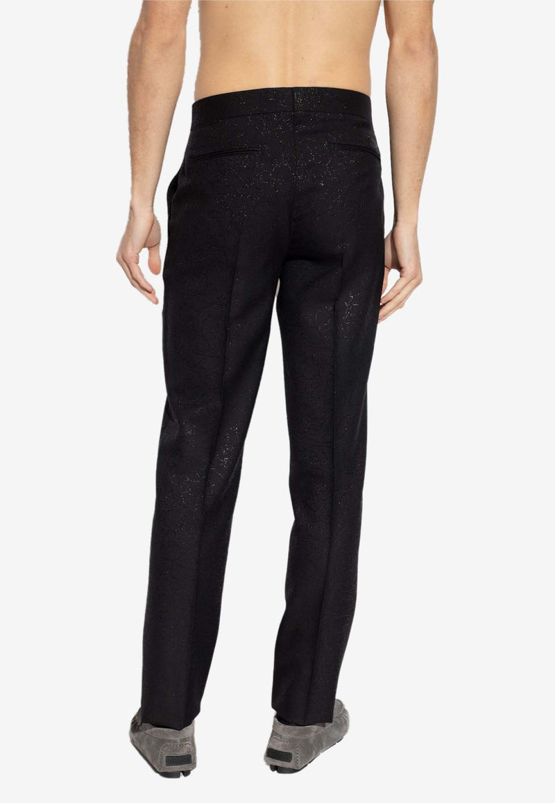 Versace Barocco Jacquard Straight-Leg Pants Black 1013924 1A09859-1B000