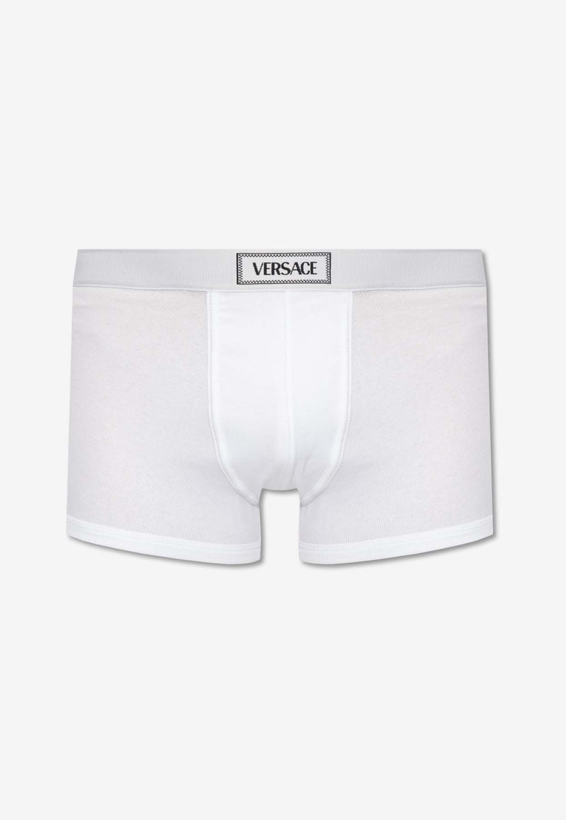 Versace 90s Vintage Logo-Waistband Trunks White 1014037 1A09410-1W000