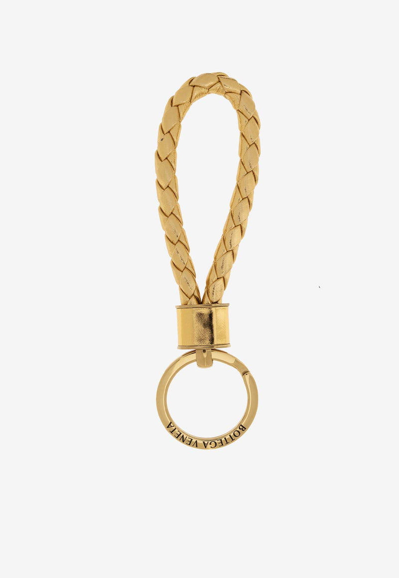 Bottega Veneta Laminated Intrecciato Leather Key-ring Gold 651820 V2WN1-8922