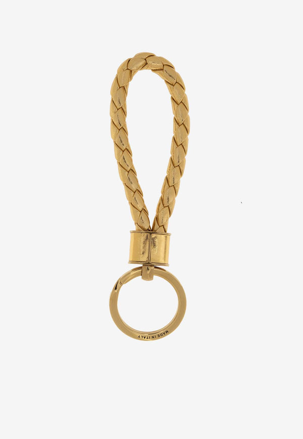 Bottega Veneta Laminated Intrecciato Leather Key-ring Gold 651820 V2WN1-8922