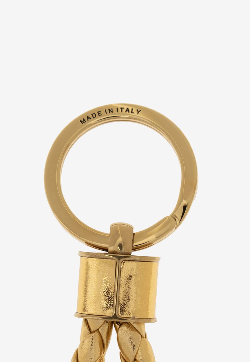 Bottega Veneta Laminated Intrecciato Leather Key-ring Gold 651820 V2WN1-8922