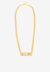 Moschino Crystal-Embellished Logo Necklace 24171 A9167 8413-1606 Gold