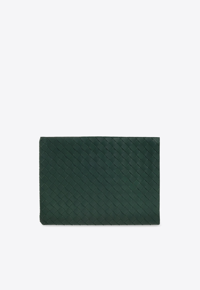 Bottega Veneta Intrecciato Half Zip Pouch Emerald Green 607479 VCPQ5-3336