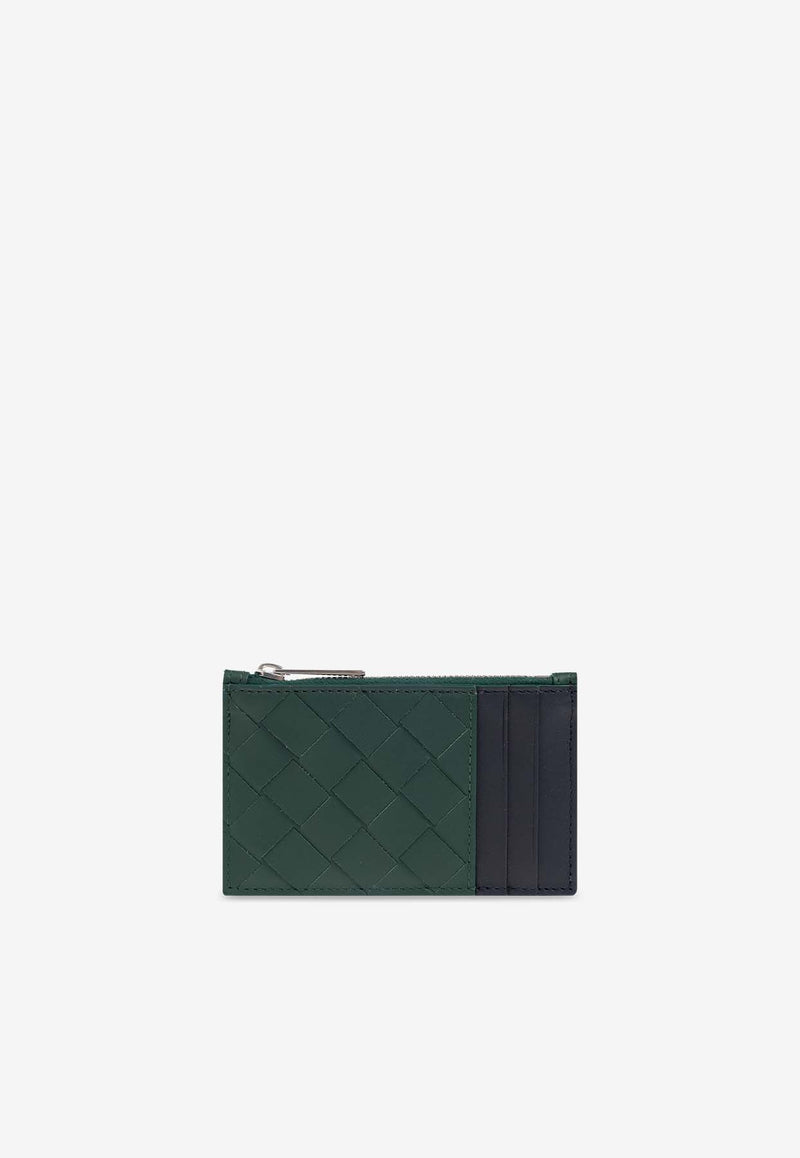 Bottega Veneta Intrecciato Leather Zip Cardholder Emerald Green 755985 VCPQ5-3335