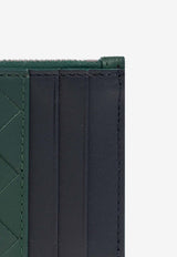 Bottega Veneta Intrecciato Leather Zip Cardholder Emerald Green 755985 VCPQ5-3335