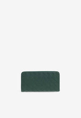 Bottega Veneta Intrecciato Leather Zip-Around Wallet Emerald Green 749427 VCPQ6-3334