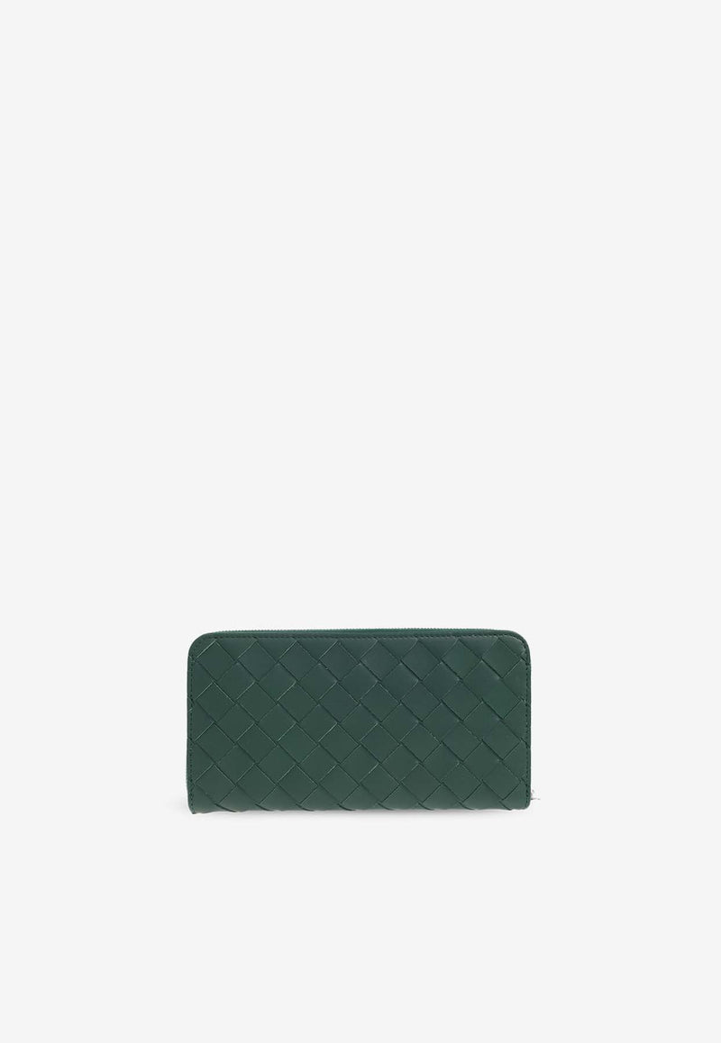 Bottega Veneta Intrecciato Leather Zip-Around Wallet Emerald Green 749427 VCPQ6-3334