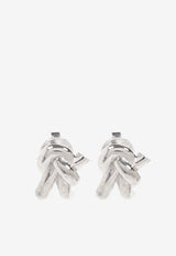 Bottega Veneta Knotted Stud Earrings Silver 708285 V5070-8117