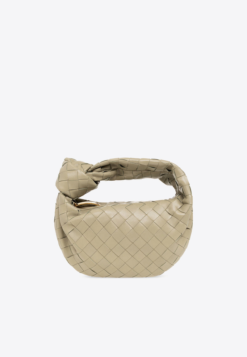 Bottega Veneta Mini Jodie Top Handle Bag in Intrecciato Leather Travertine 651876 VCPP5-2916